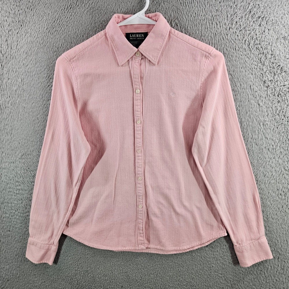 Lauren Ralph Lauren Womens Pink Cotton Long Sleeve Button Down Shirt Small